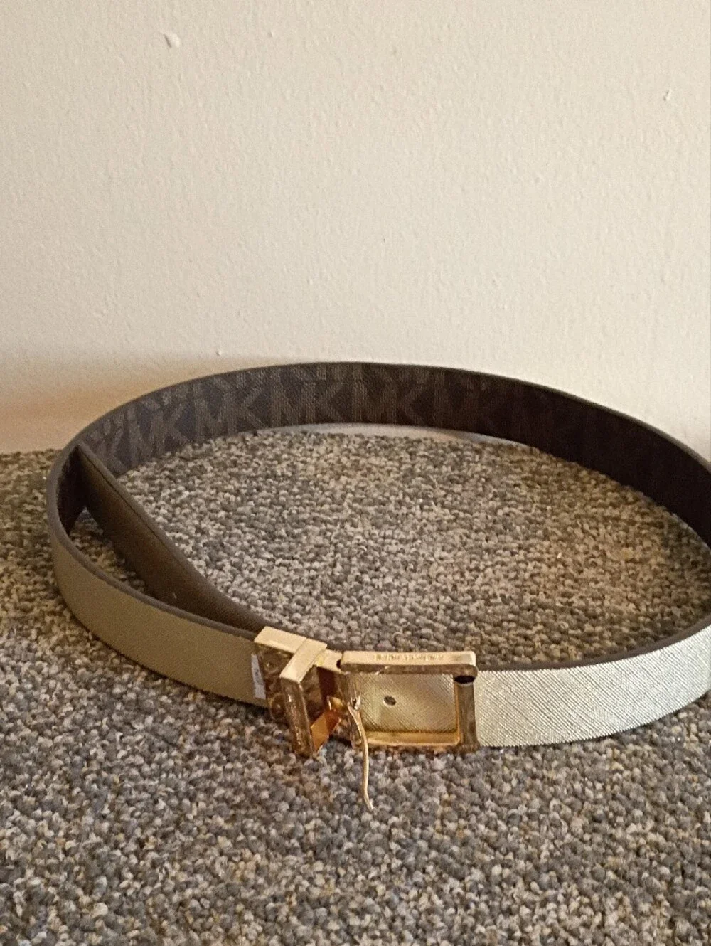 Michael Kors Brown And gold reversable  Belt with Gold Buckle Size L
